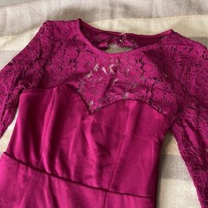 Magenta Lace Sleeved Dress